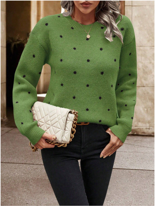 Vibe Douce & Girly – Pull Jacquard à Pois