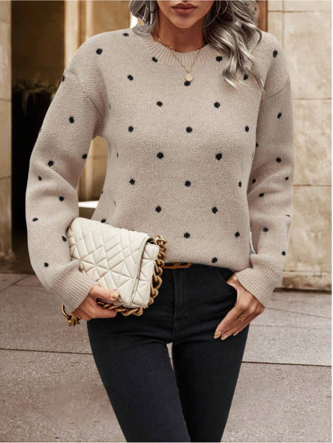 Vibe Douce & Girly – Pull Jacquard à Pois