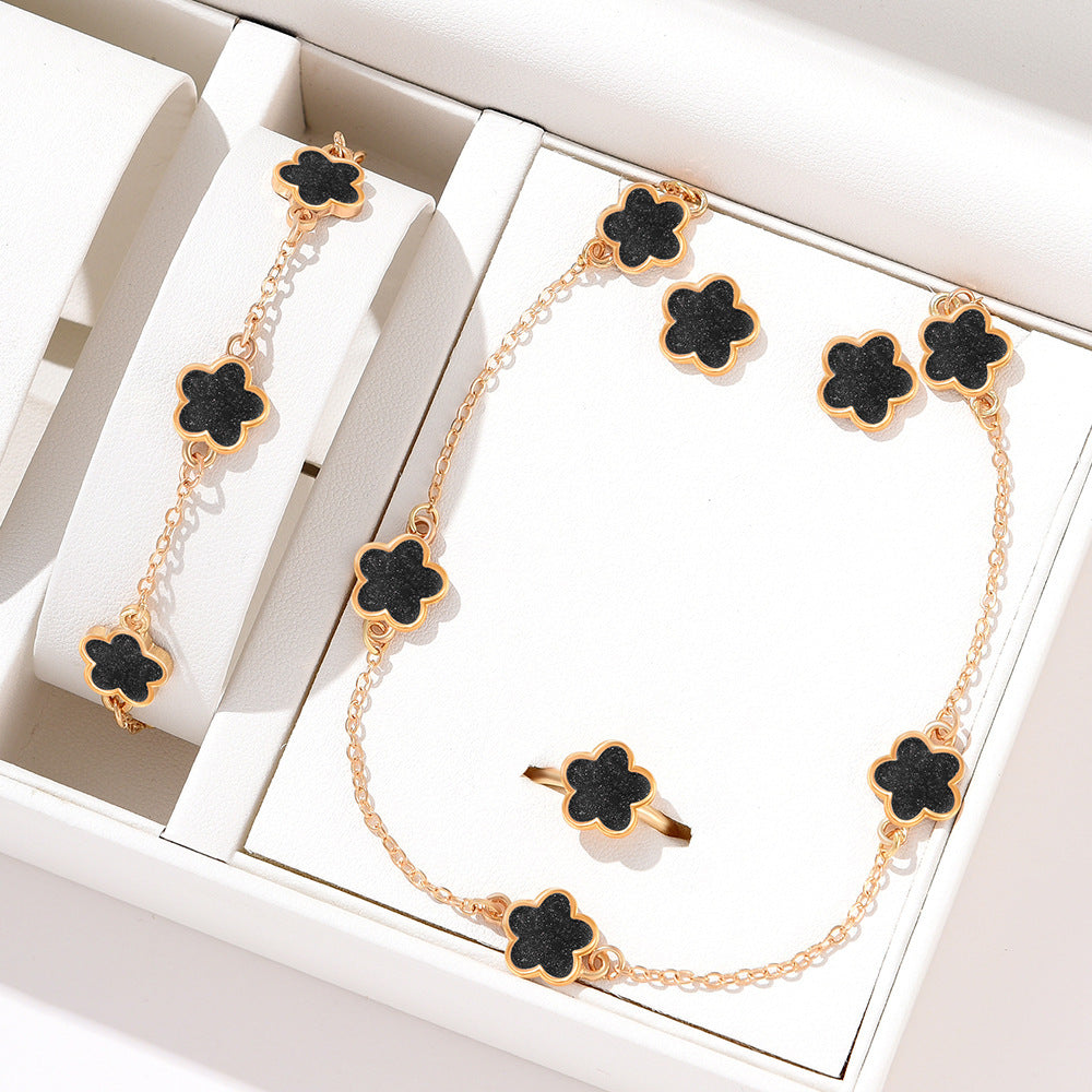 Ensemble Bijoux Fleur – Acier Inoxydable | Élégance et Couleurs au Choix