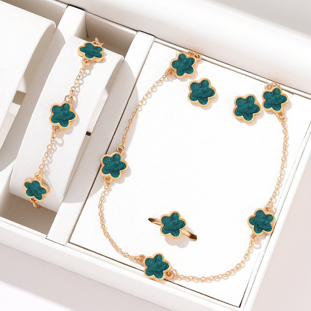 Ensemble Bijoux Fleur – Acier Inoxydable | Élégance et Couleurs au Choix