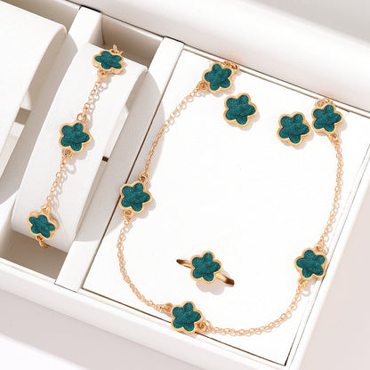 Ensemble Bijoux Fleur – Acier Inoxydable | Élégance et Couleurs au Choix