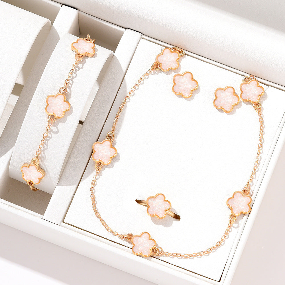 Ensemble Bijoux Fleur – Acier Inoxydable | Élégance et Couleurs au Choix