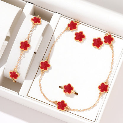 Ensemble Bijoux Fleur – Acier Inoxydable | Élégance et Couleurs au Choix