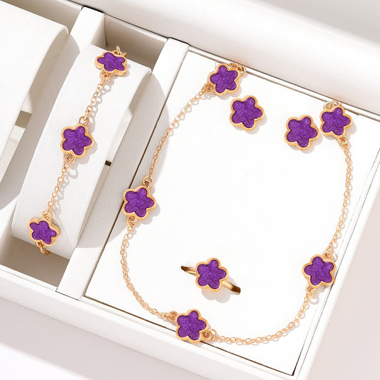Ensemble Bijoux Fleur – Acier Inoxydable | Élégance et Couleurs au Choix
