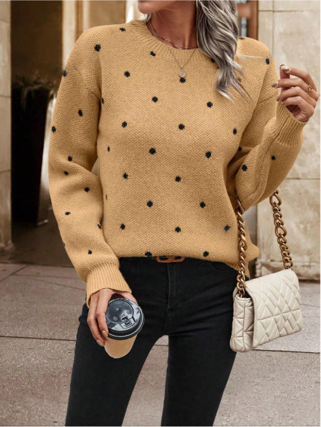 Vibe Douce & Girly – Pull Jacquard à Pois